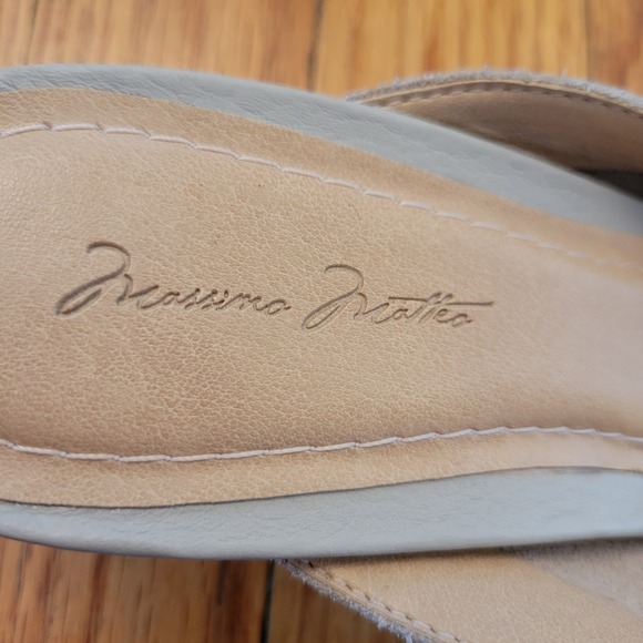 Massimo Matteo Gray Leather Pointed Toe Kitten Heel Mules 8M Professional - Picture 7 of 7